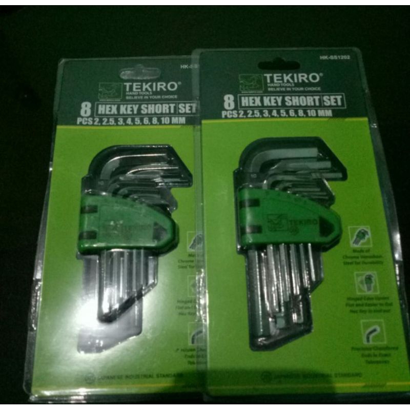 Tekiro Kunci L pendek MM set 8 pcs / Hex key short set 8 pcs