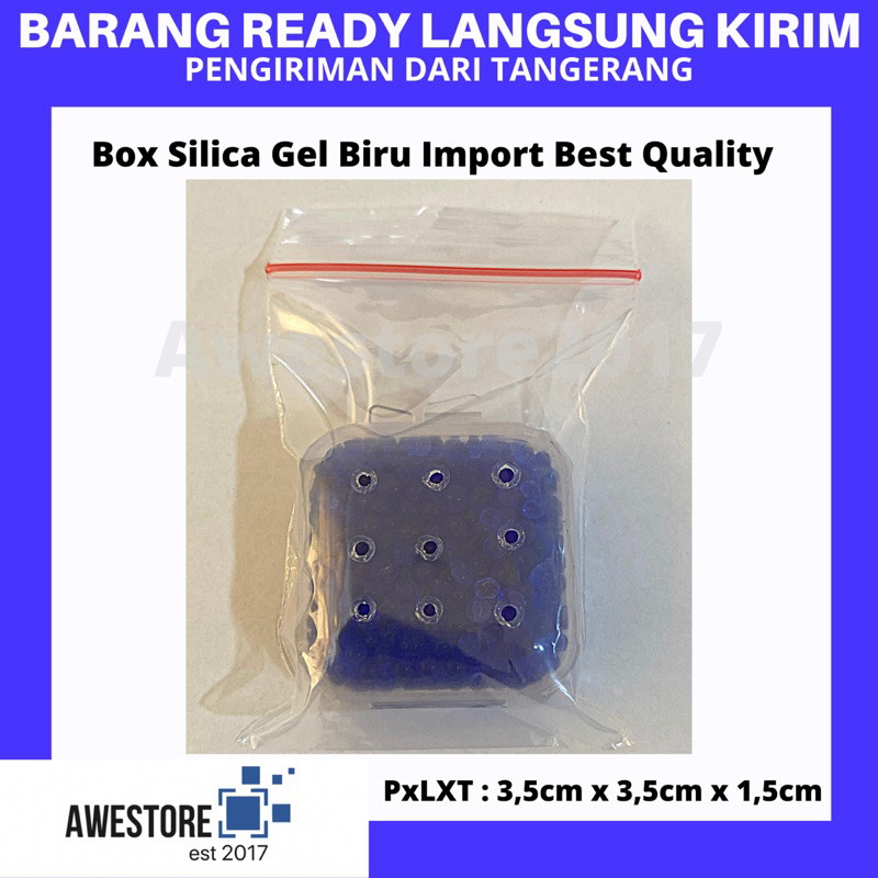 Silica Gel Blue Silika Biru Kotak Plastik Dry Box Kamera Drybox Sepatu