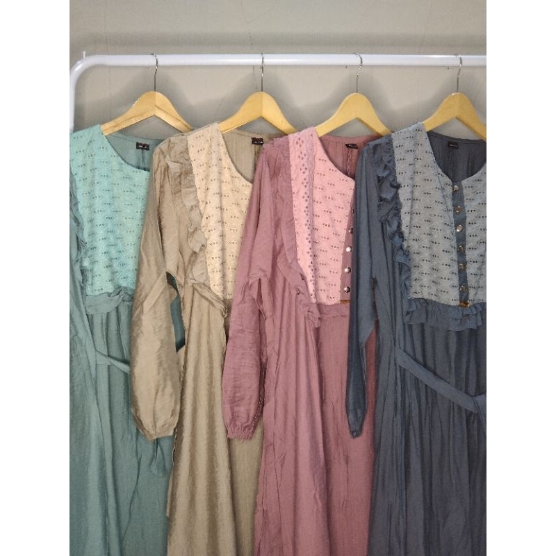 GAMIS DRESS POLO LINEN WANITA MUSLIM TALI PINGGANG