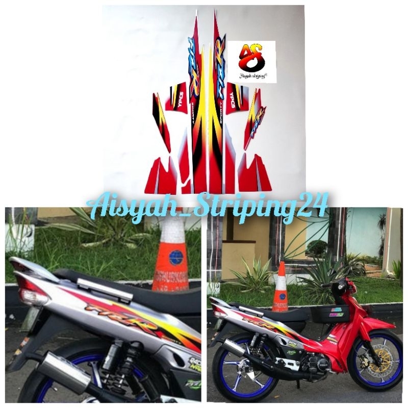 STIKER STRIPING LIS BODY MOTOR YAMAH F1ZR FIZ R LIMITID EDITION SILVER MERAH