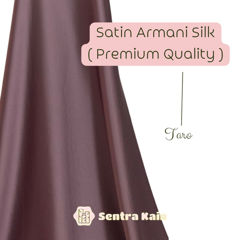 Bahan Satin Premium Satin Armani Silk Warna Taro / Cocok untuk dress bridesmaid / Bahan jatuh dan ad