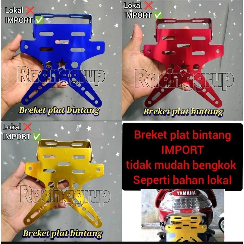 Breket plat nomor model bintang import