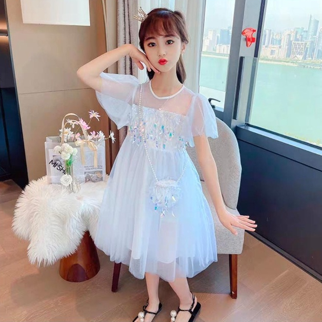 Dress Tutu Tille Lengan Balon Anak Perempuan