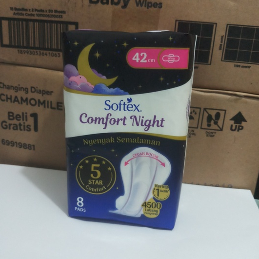 softex comfort night 42cm 8 pads Non gel pembalut wanita (no.217)