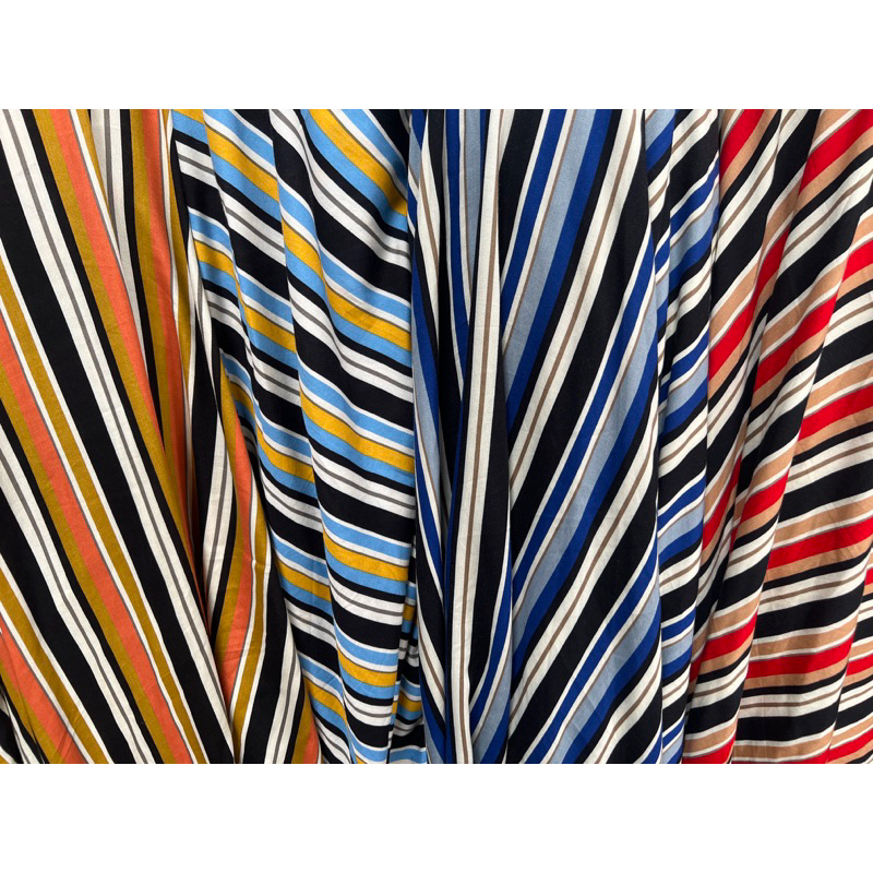 kain katun rayon viscose premium motif salur pelangi