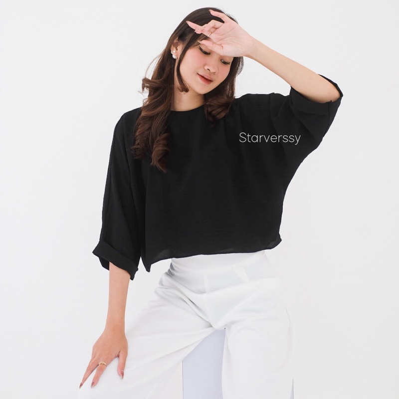 Lucy Crop Top - Atasan Wanita Crop - Croppy Blouse Crinkle