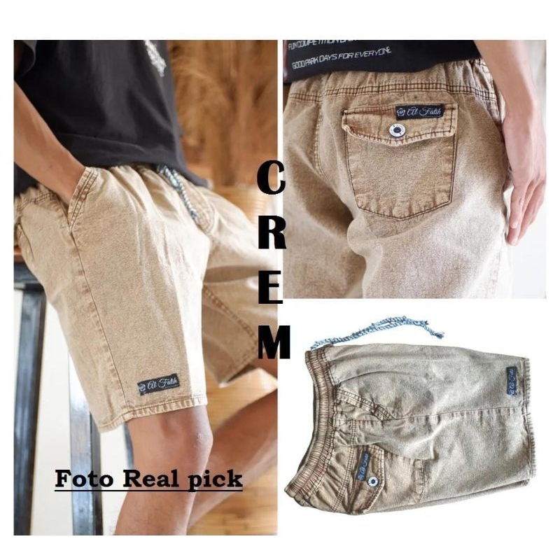 CELANA BOARDSHORT PRIA CELANA PENDEK SAKU BELAKANG KANAN KIRI CELANA JEANS DEWASA PINGGANG KARET KOLOR PENDEK CELANA SURFING