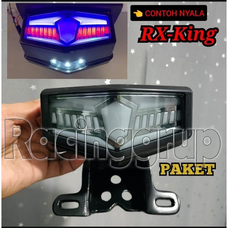 ￼paket dudukan lampu RX king + Lampu stop belakang Motor Rx-King rgb warna twotone