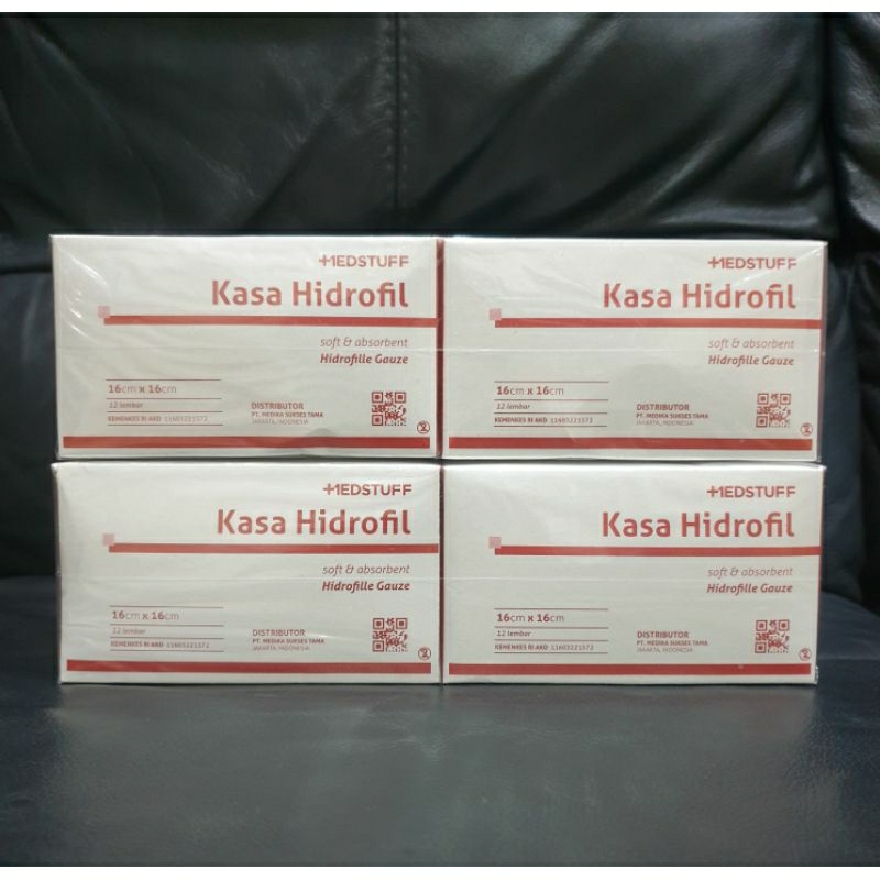 KASA HIDROFIL KOTAK MERAH 16 X 16 X 12 LEMBAR VERBAN STERIL KASA LUKA