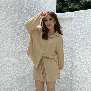 Peach Poppy JASMINE Crinkle Set Premium - Setelan Wanita Celana Pendek Premium