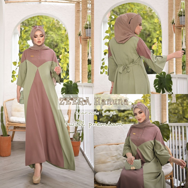 Daster Arab Zeera HANUNA Maxi Dress Gamis Rayon Twill Premium