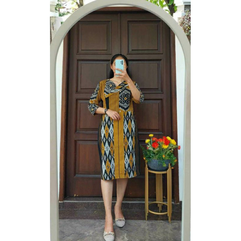 Dress tenun jepara baju tenun jepara dress murah dress kekinian baju pesta baju kantor Dtb167