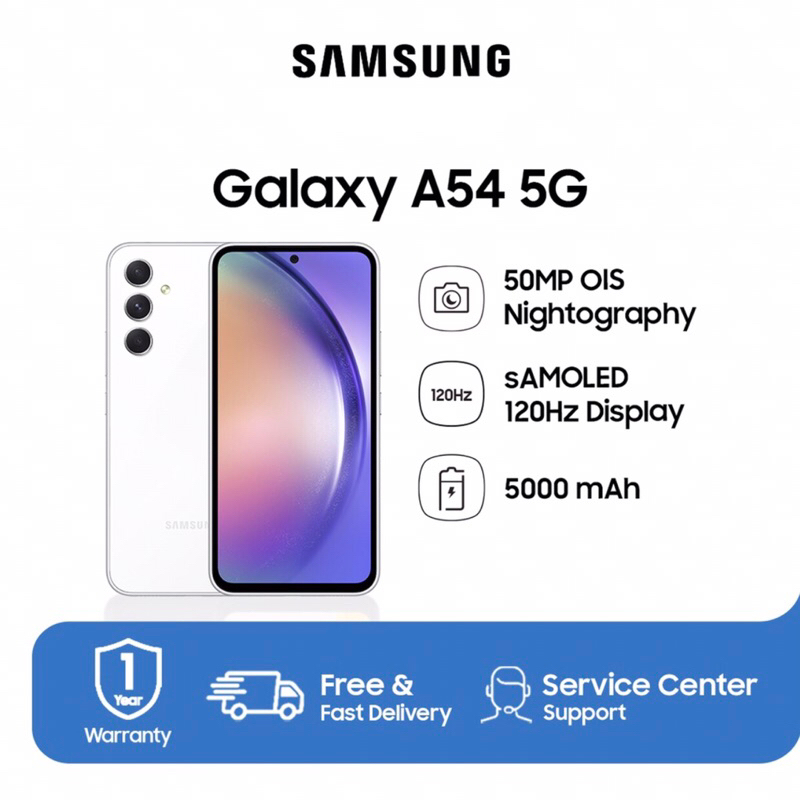 Samsung Galaxy A54 5G | 8GB+128GB - 8GB+256GB | Exynos 1380 | 50MP Triple Camera | IP67 | 6.4&quot; Super AMOLED | Li-Po 50000mAh | Garansi Resmi Sein 1 Tahun