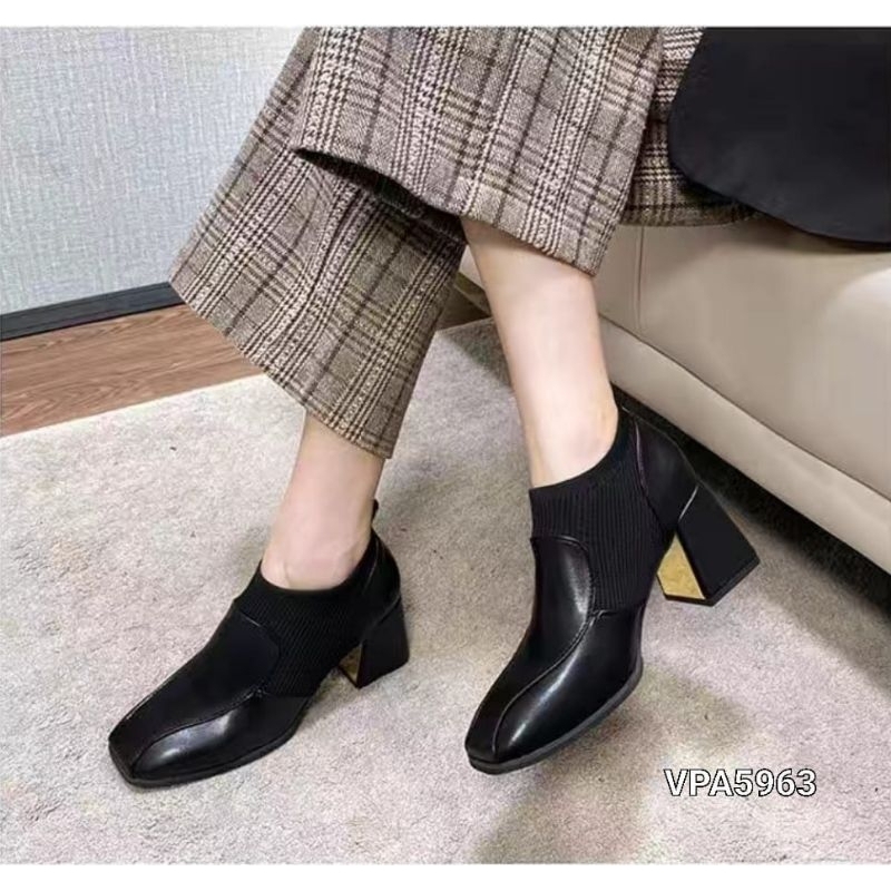 Sepatu Boots Ankle Heels Block Boque Import Korea #VPA5963