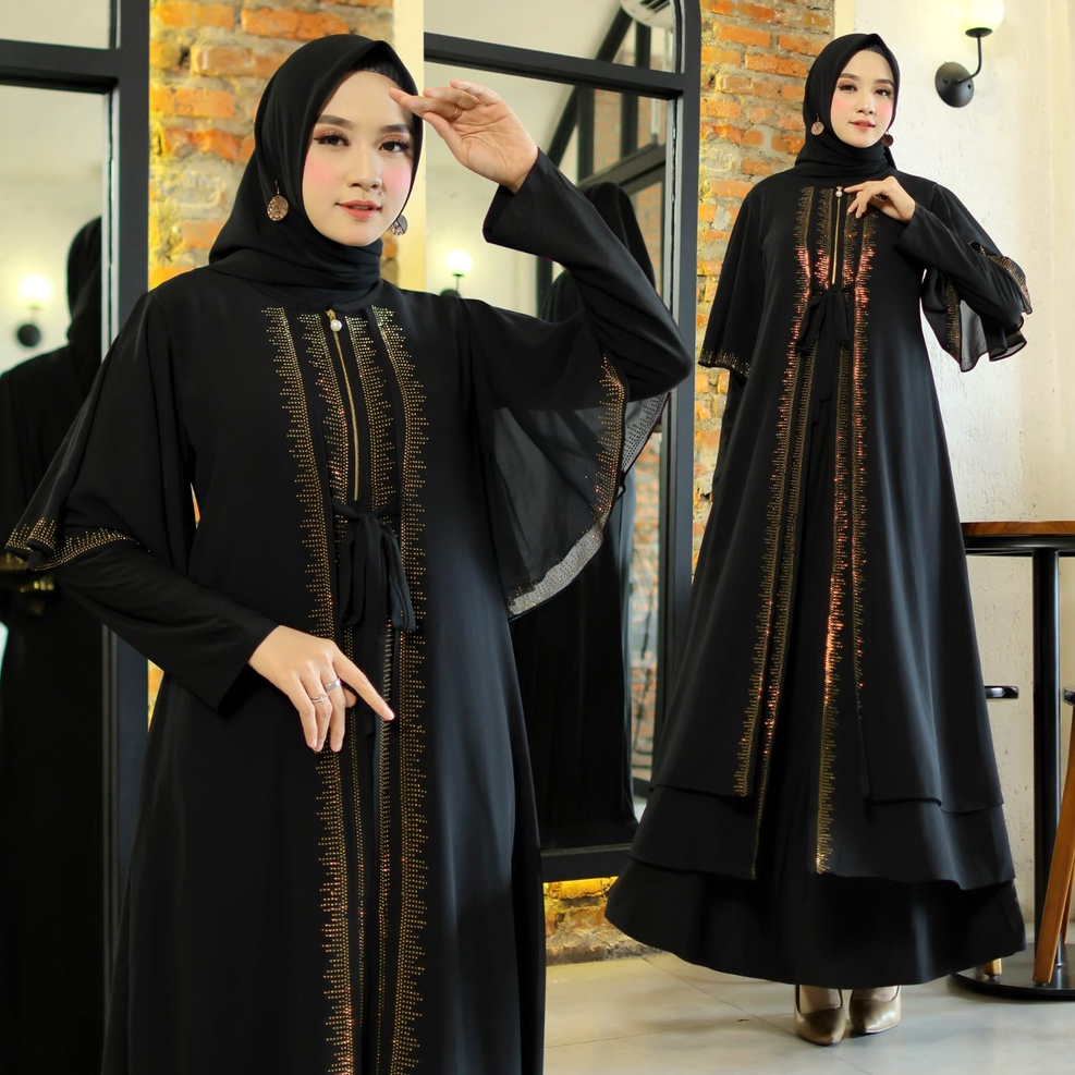Abaya Turkey Arab Dubai Original Terbaru Premium Mewah Hitam Wanita Dewasa Elegan Modern Model Impor