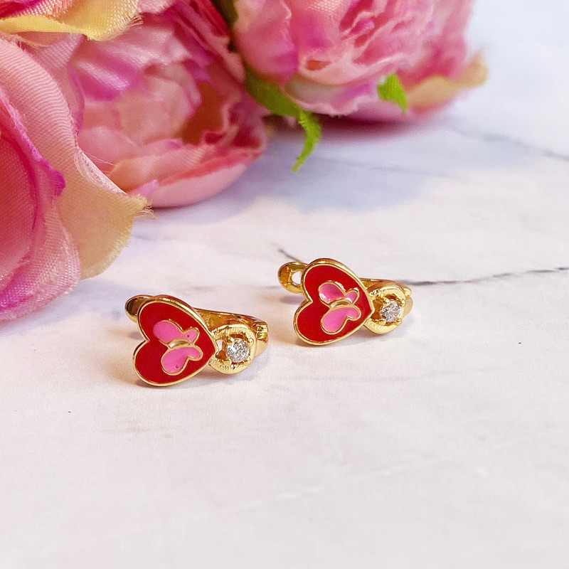 Anting Anak Anti Karat Love Butterfly Red Heart