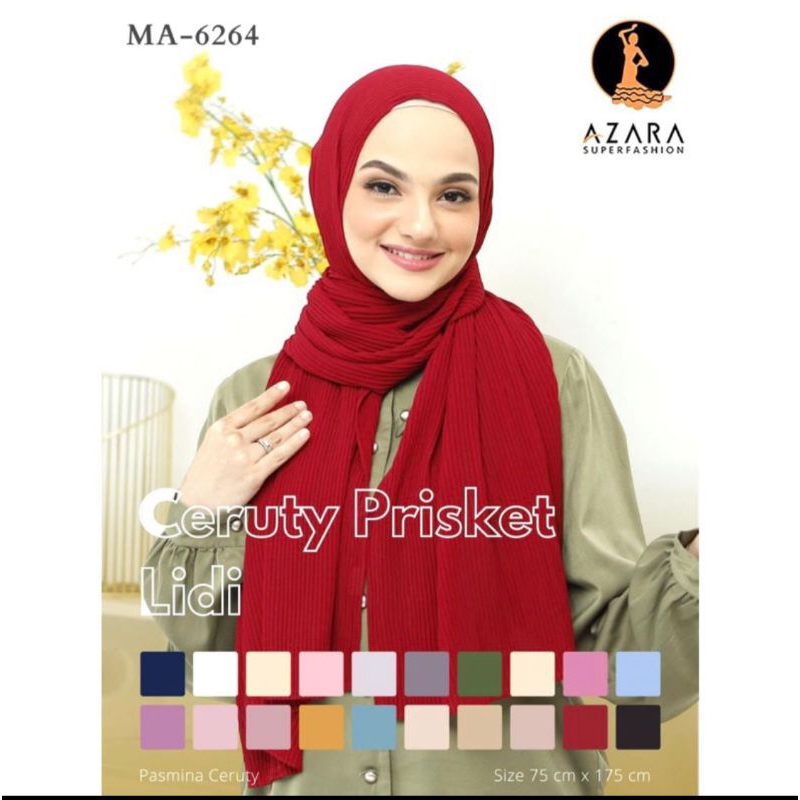Jilbab Pashmina Plisket Ceruty Azara ( 1 Pack Isi 10 Biji )