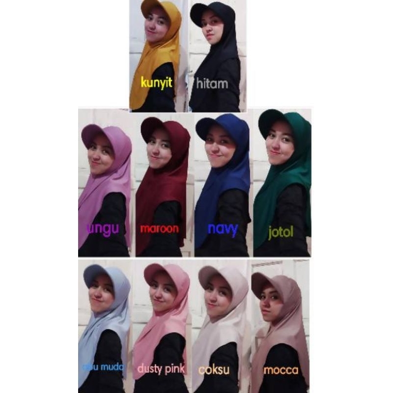 Hijab Topi Sporty Jersey / Jilbab Topi Olahraga Jogging Bersepeda Senam