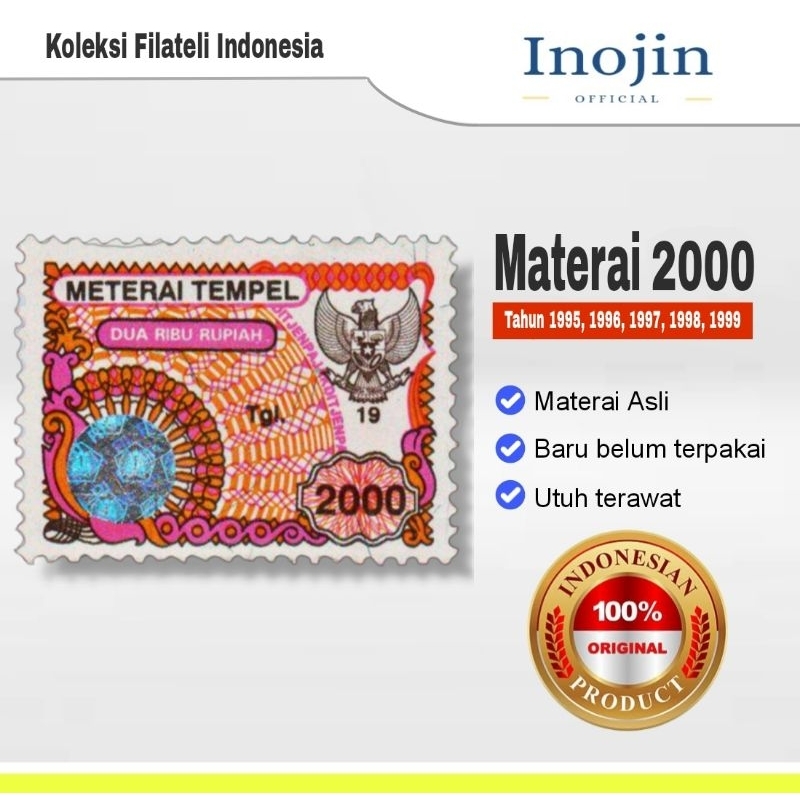 

Materai 2000 Tahun 1996 1997 1998 1999 Perangko Matrai Tempel Lama Asli Original Pos