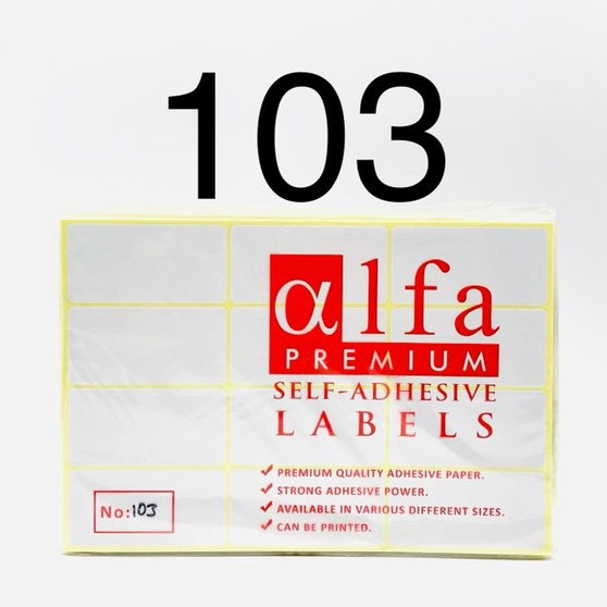 

STICKER LABEL ALFA 103 / Stiker Sticker Label Nama Undangan Harga Alfa No 103 / 32 mm x 64 mm