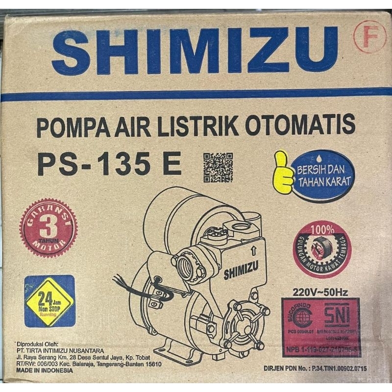 Pompa Air Listrik Otomatis Shimizu PS-135 E. Pompa Air Shimizu