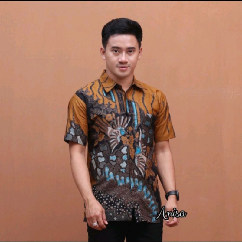 Baju batik modern lengan pendek termurah/kemeja batik motif kelalawar yang terlaris