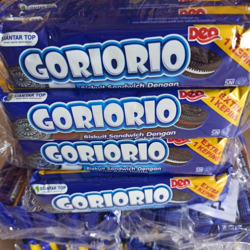 

Biskuit Sandwich Goriorio Besar Rasa Krim Cokelat Vanila
