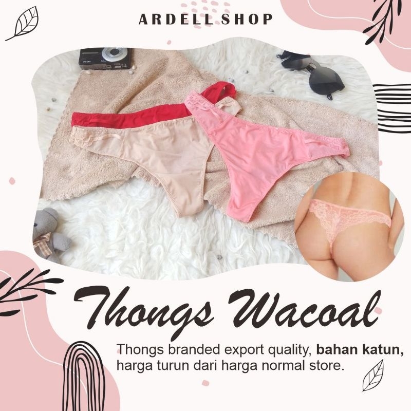BW WACOAL CELANA DALAM WANITA GSTRING POLOS RENDA M L IP4490 BL