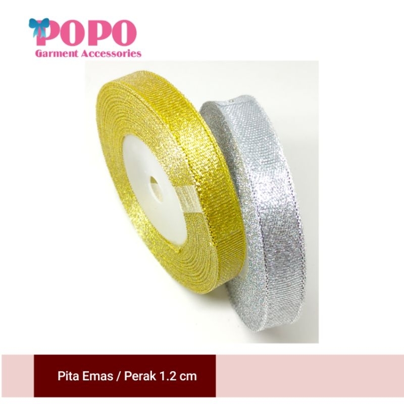 pita emas 1/2 inchi ( lebar 1.2 cm ) per Roll