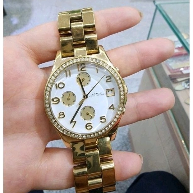 preloved original marc jacobs women watch gold with diamond