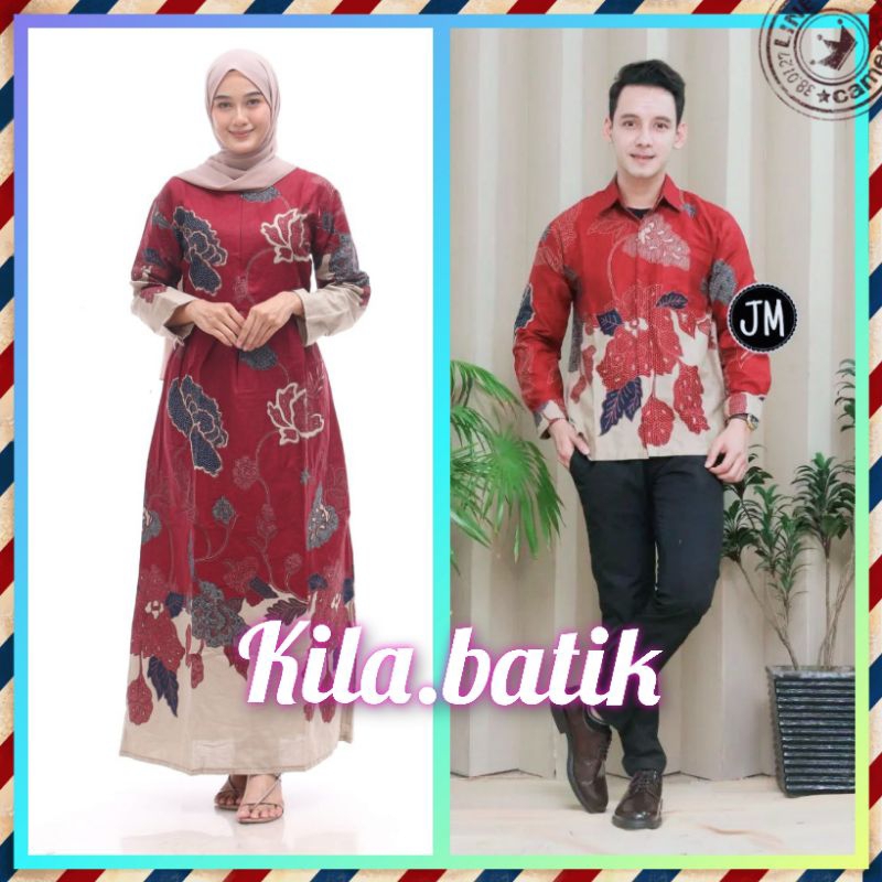 Batik couple keluarga Sania ruffle ORI NDORO jowi dnt motif mawar merah