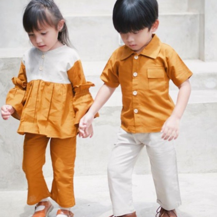 setelan anak couple gyan & linea set / pakaian cewe cowo / baju lebaran /lb222