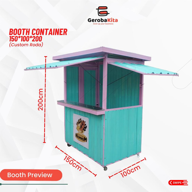 Booth Kontainer dengan Roda dan Lantai