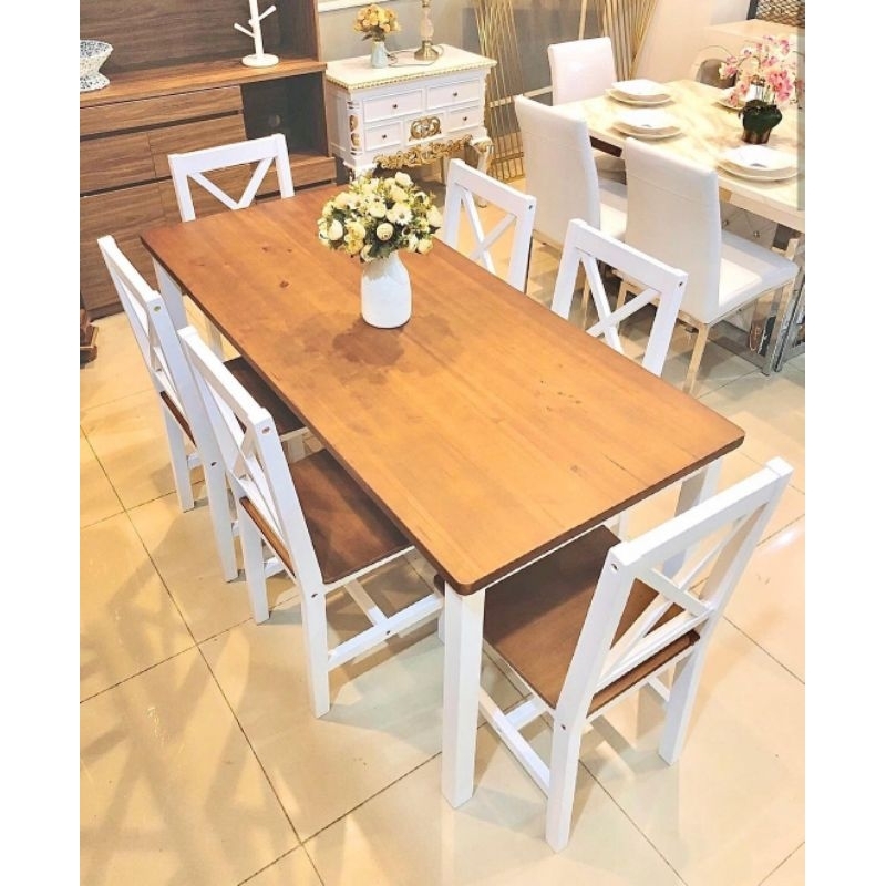 Meja makan kayu 6 kursi (khusus manado)