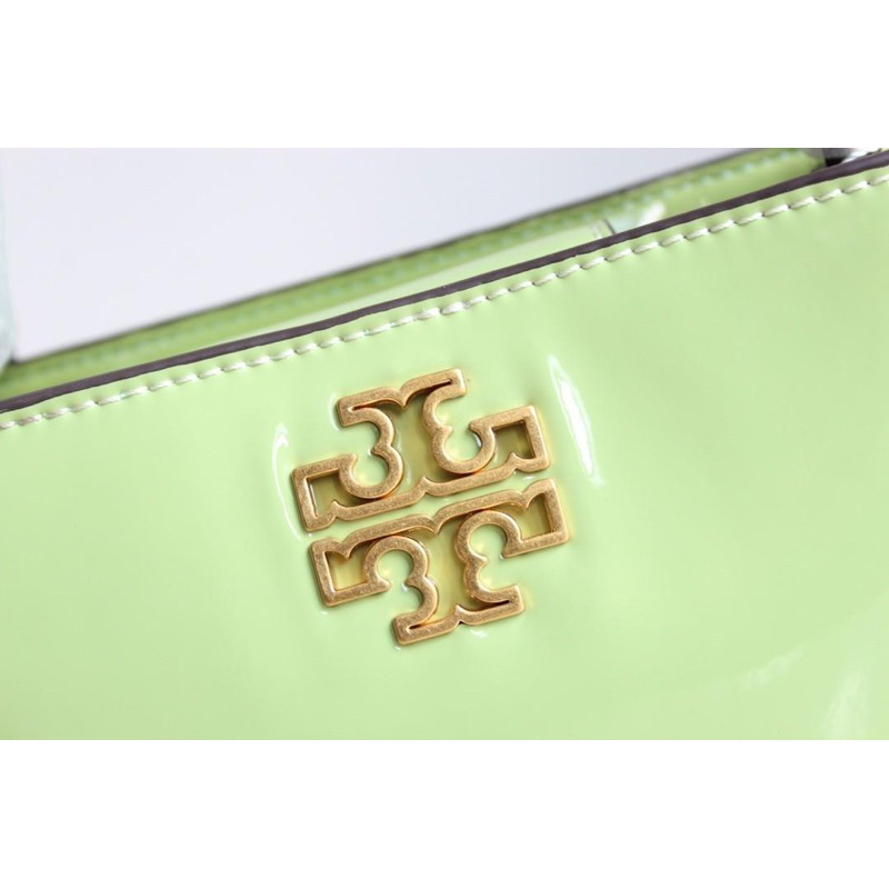 Tory Burch Britten Patent Micro Satchel Green