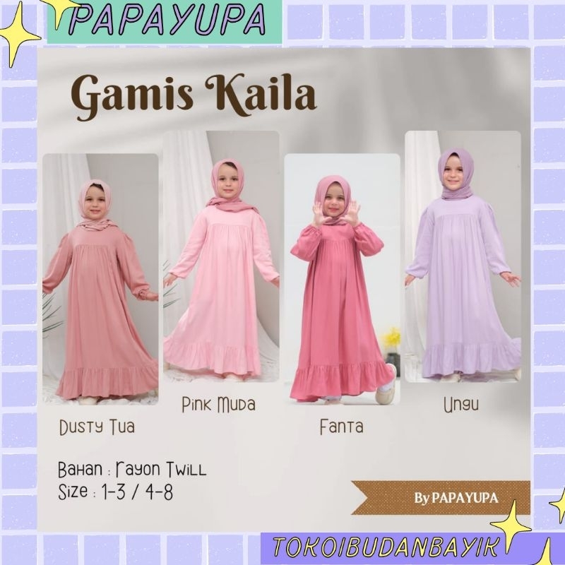 Gamis Kaila by PAPAYUPA size 1 - 8 thn/gamis anak kaila