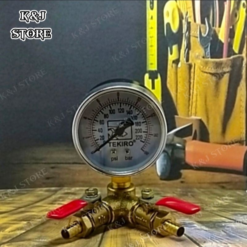 Amper Meter Kompresor, Manometer Kompresor Full Set, Pressure Gauge