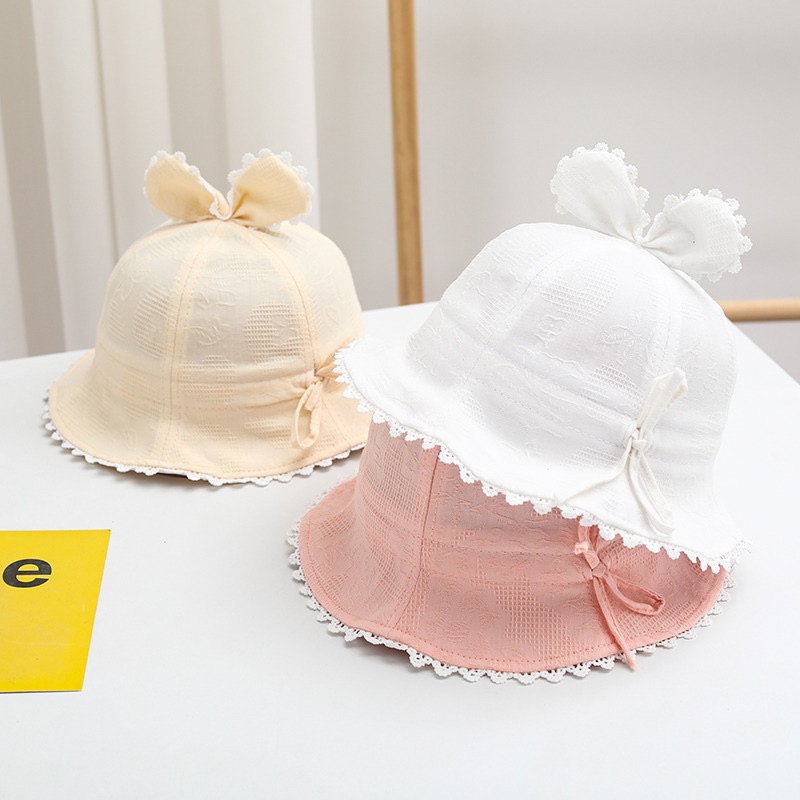 9-22 bulan Topi Bucket Anak Perempuan  Model Motif dan Straw