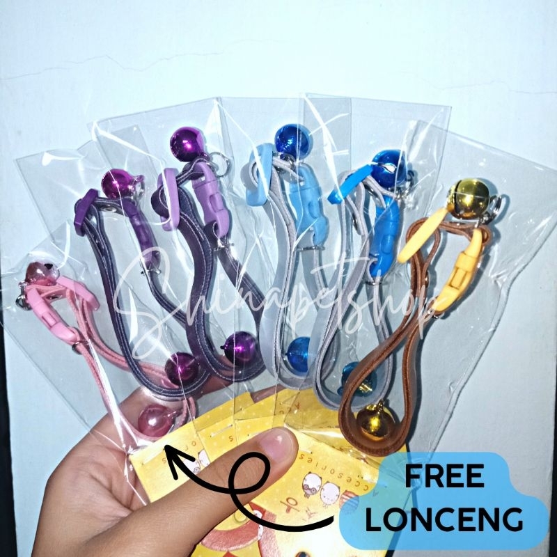 Kalung Kucing Lonceng Kulit Sintetis FREE LONCENG