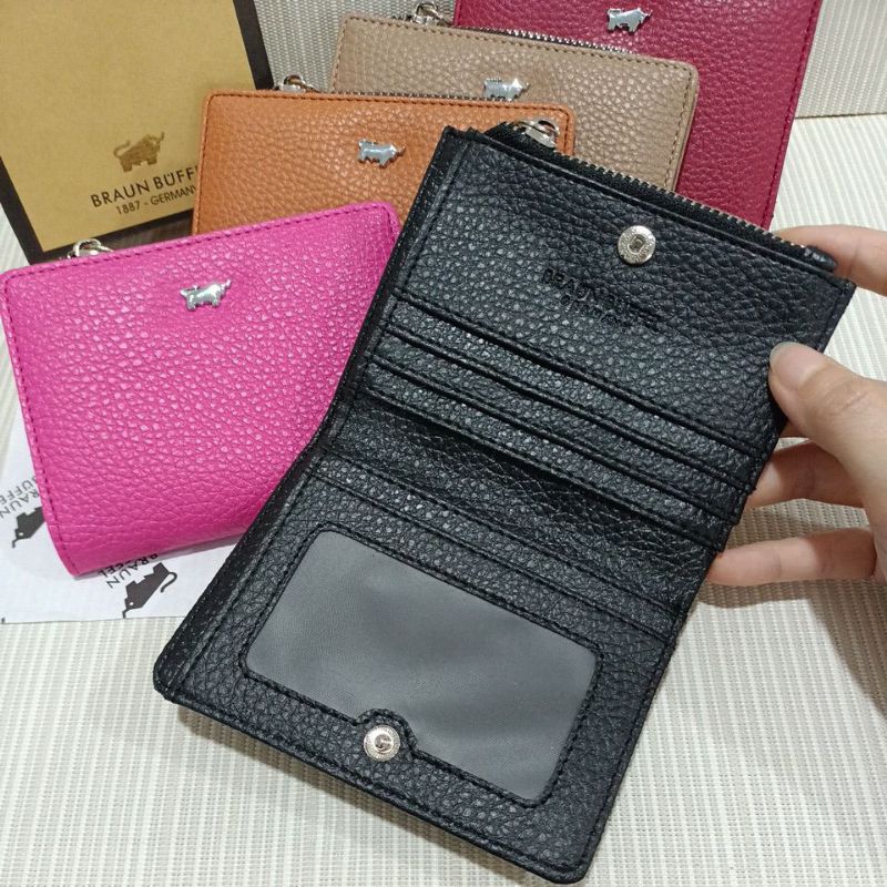 Dompet braun buffel wanita motif kulit jeruk + box