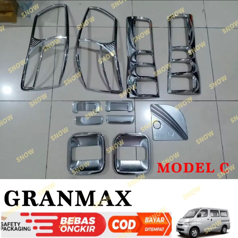 Paket Garnish Depan Belakang Outer Handle Tank Cover Gran Max Granmax Hitam Chrome