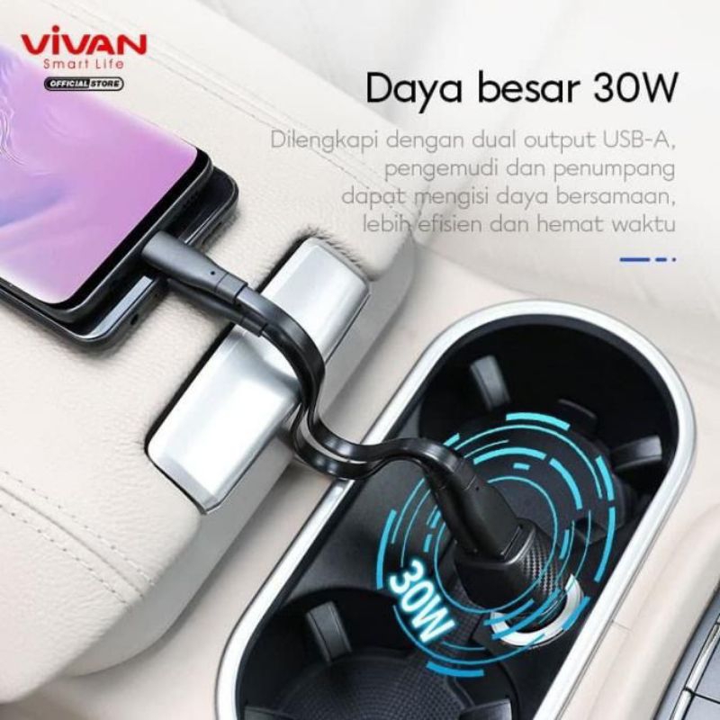 CAR CHARGER DUAL PORT QUICK CHARGE 30W 3A VIVAN CC02Q