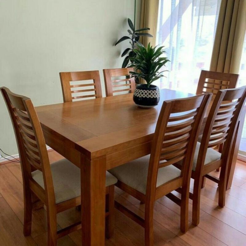 Meja makan minimalis kayu jati/set meja makan kayu jati
