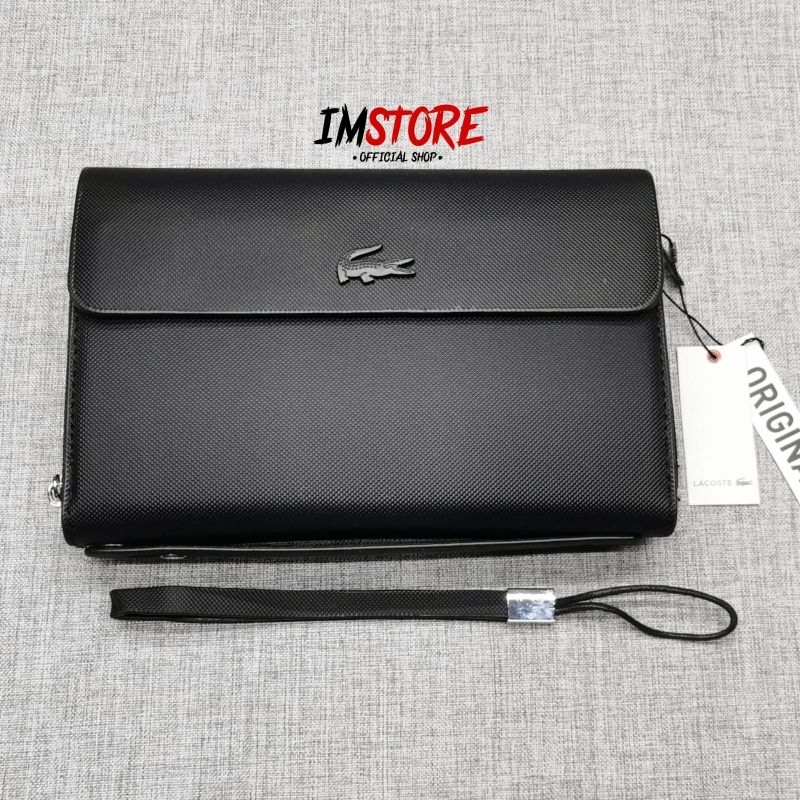 Handbag Leather Grid 022 Black (Penutup sudah magnet) Free Ballpoint Gold Exclusive