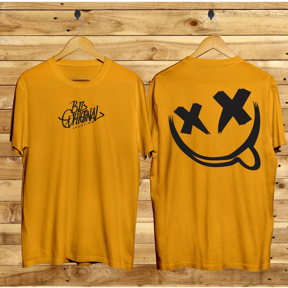 Kaos Tshirt Pria Terbaru Samurai Jepang Smile Original Warna Kuning Distro Lengan Pendek Motif Sablon Bergambar Keren