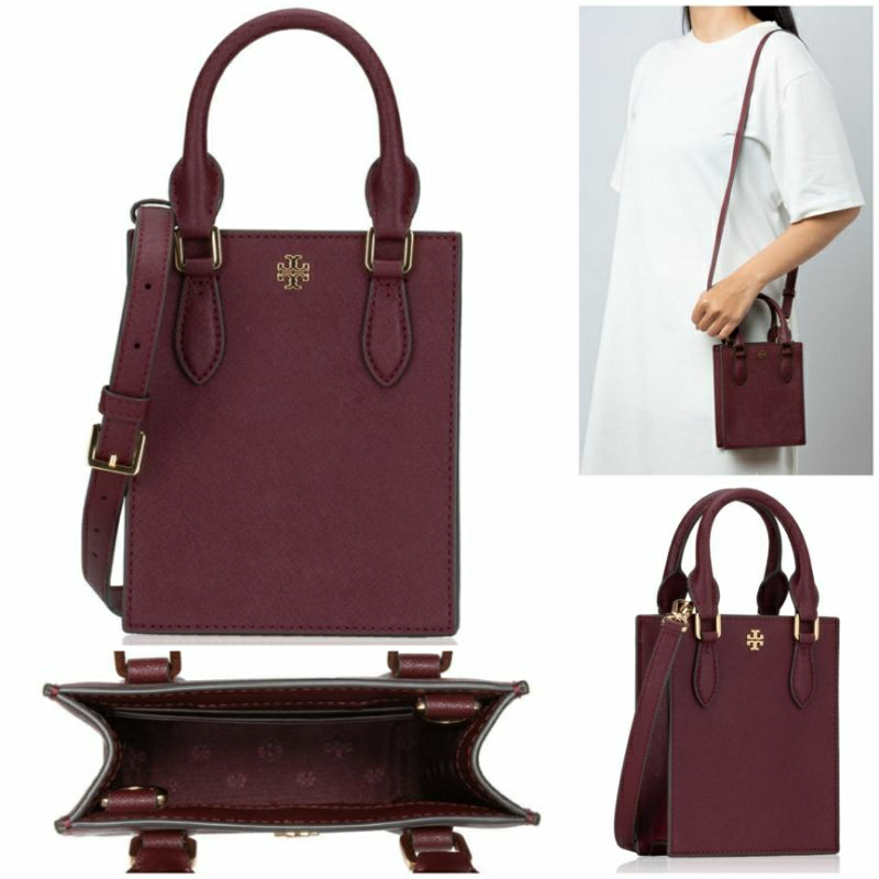 Tory Burch Emerson Mini Shopper Tote  Claret