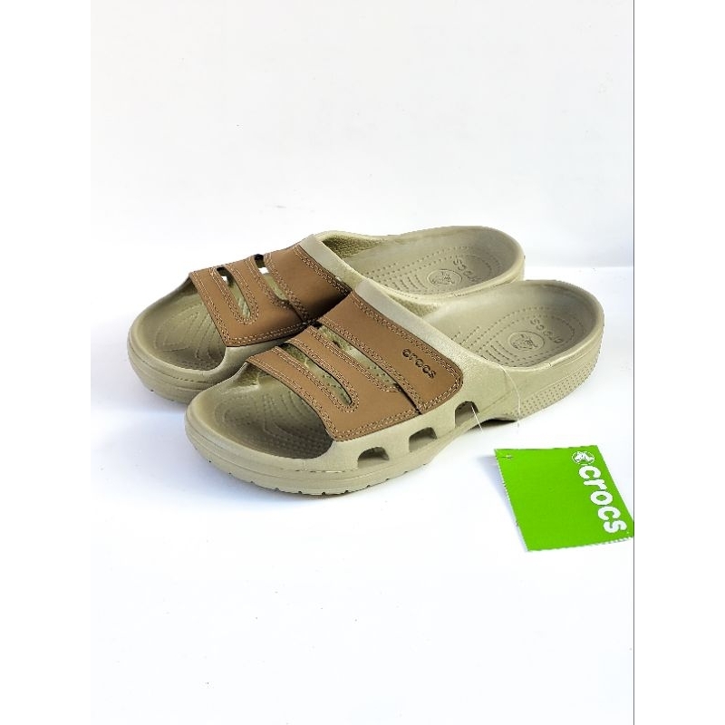 Crocs Yukon Mesa Slide 2 Sandal Selop Kulit Suede Pria Dewasa Sendal Karet Terbaru