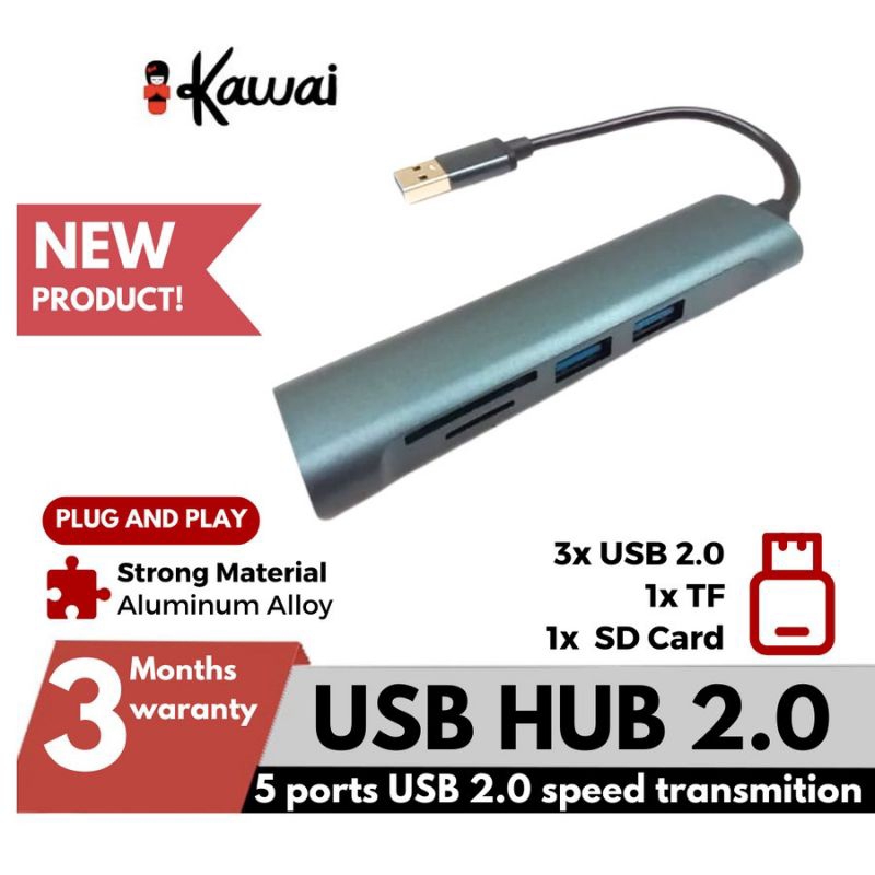 Ikawai USB HUB 3.0 4 in 1 Hub Splitter 50bps 480Mbps Port Adaptor