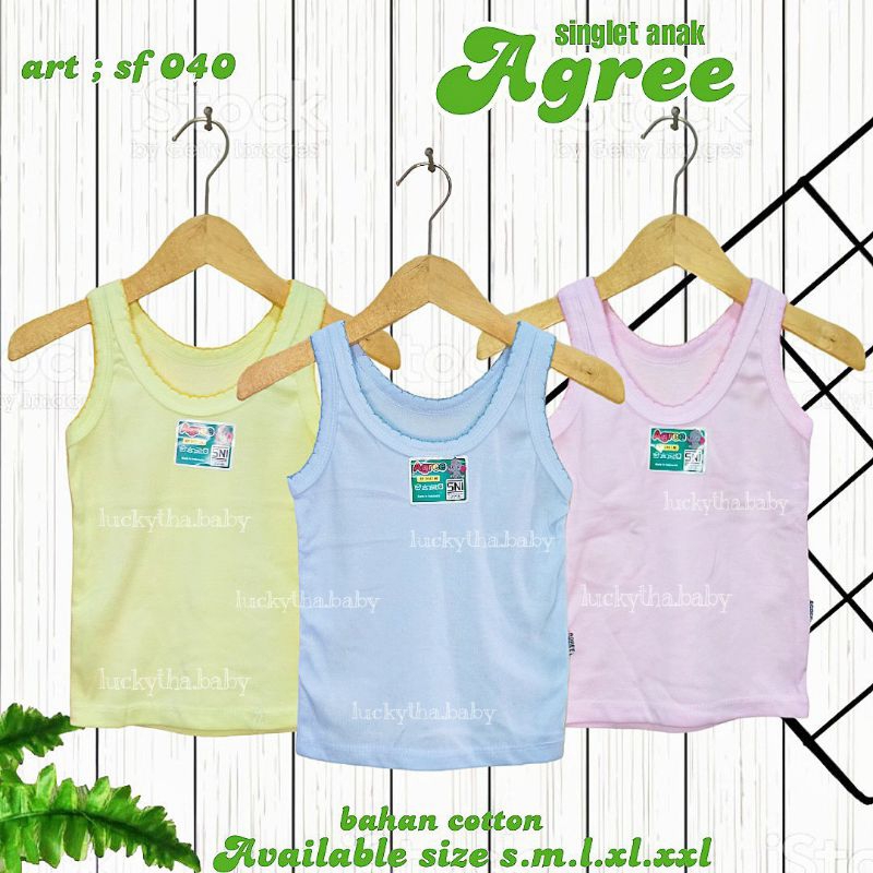 grosir 6pcs-singlet AGREE  ST 02 ,SF 019,sf 040 S.M.L.XL / SINGLET BAYI &amp; SINGLET ANAK AGREE KIDS / KAOS KUTANG AGREE 019