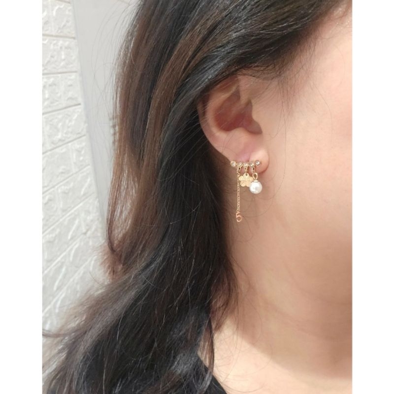 Anting Titanium Asli kilau mirip emas asli Premium Quality Anti Karat Anti Alergi Earling Branded Band Stainless Steel Ori Ant0010